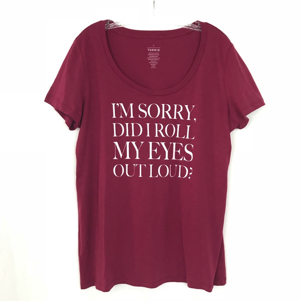 Torrid short sleeve graphic T burgundy size 1 XL